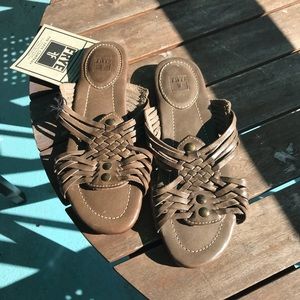 Frye Natural Leather Jacey Huarache Slide Sandals